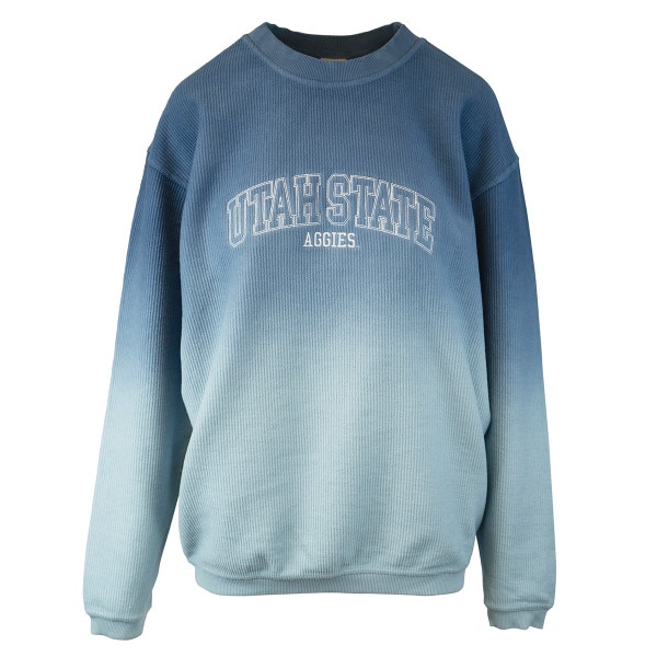women's utah state aggies ombre corded crew sweatshirt